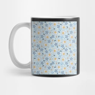 summer flowers and swedish flags on light blue Mug